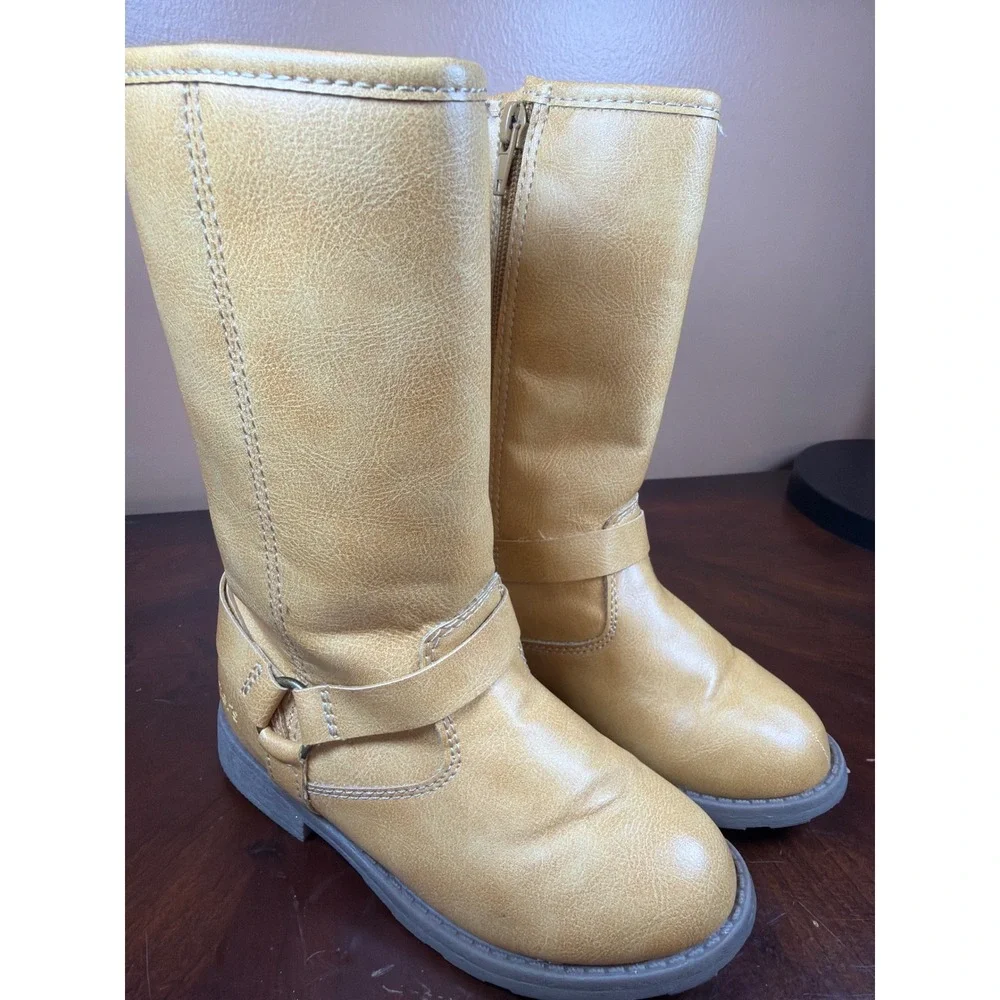 Carters Liat Tan Faux Leather Tall Harness Fashion Boots‎ Kids Size 11M CF24S11H
